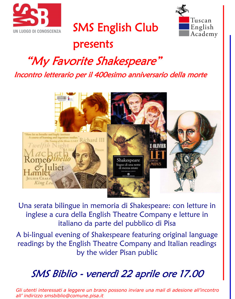 Corsi Inglese Pisa Lucca Tuscan English Academy SMS Biblio Shakespeare Cut